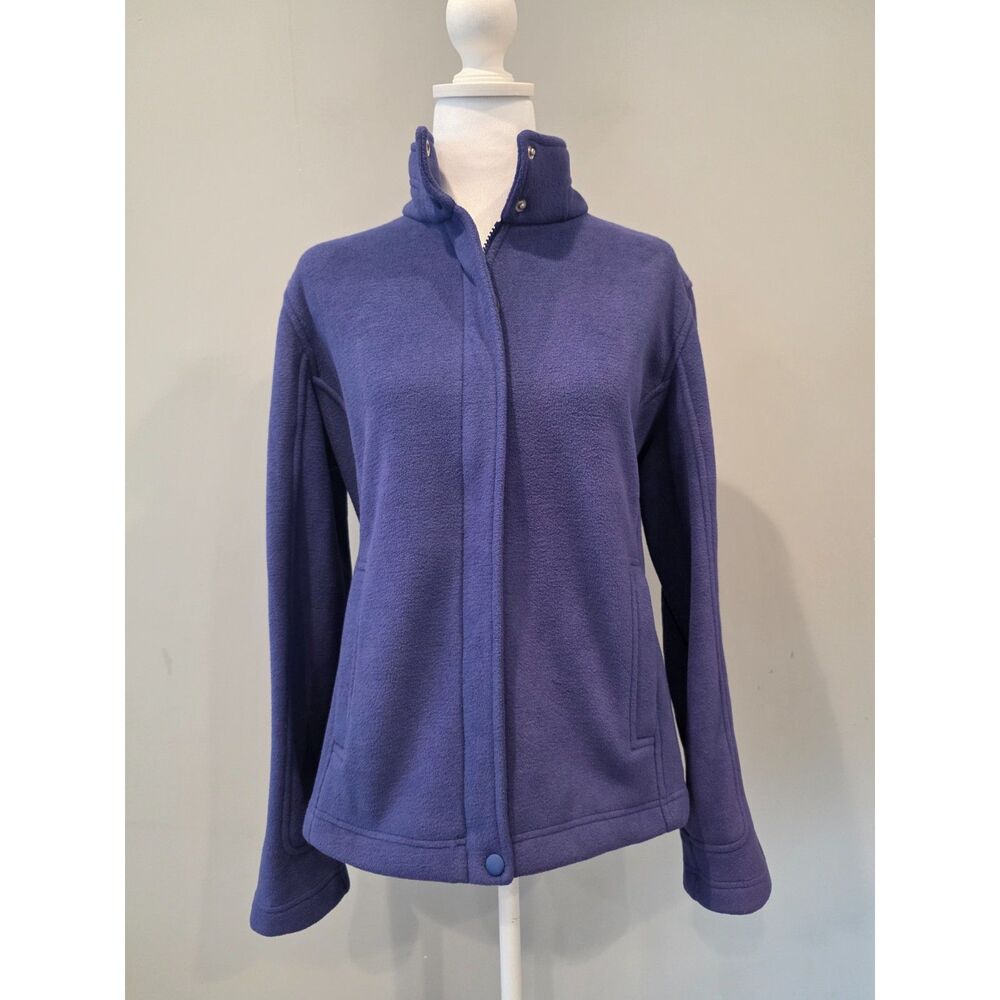 BMW Women's Fleece Jacket Purple Blue Full Zip Snap Collar Medium